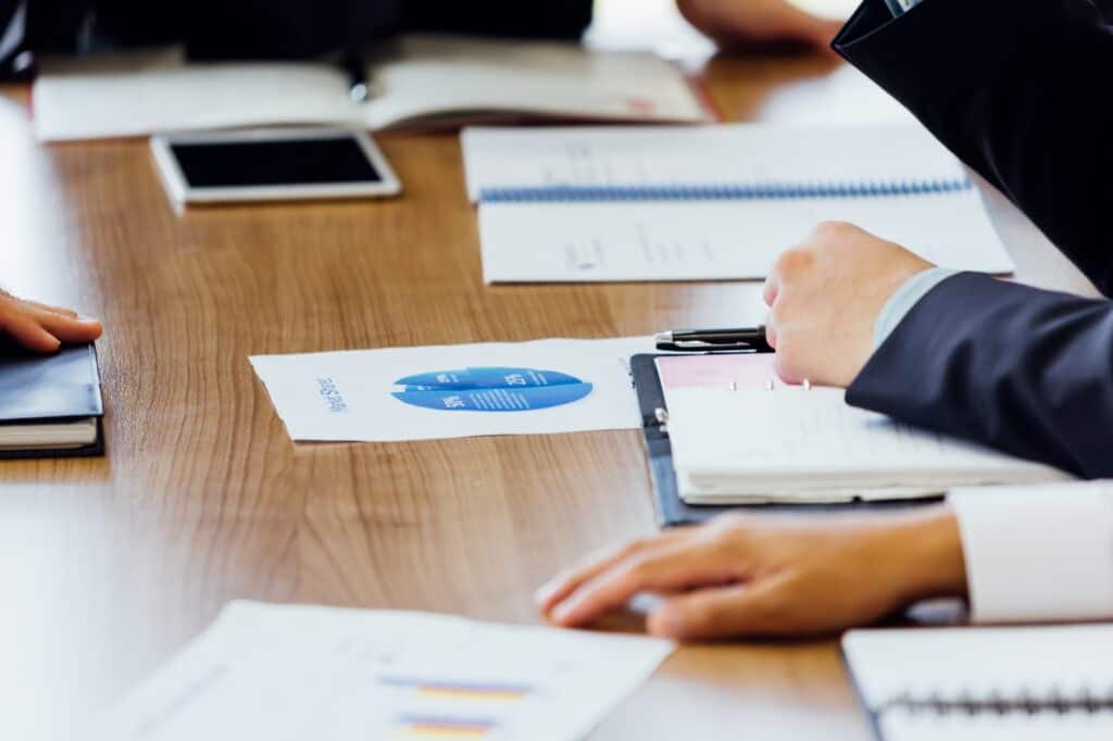 Close-up of business people in meeting session